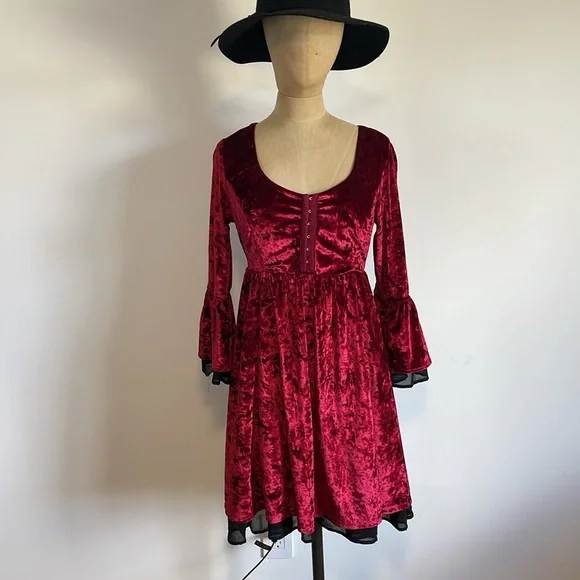princess polly baby blue dress Hot Topic | Dresses | Hot Topic Velvet Dress Small Red Black Mini Bell  Sleeves Goth Emo Y2k Hookeye